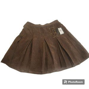 IN San Francisco Skirt, Junior Size M, Brown Corduroy Box Pleates,  **NWT**